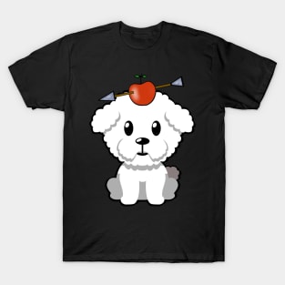 Cute furry dog has an apple and arrow on head T-Shirt